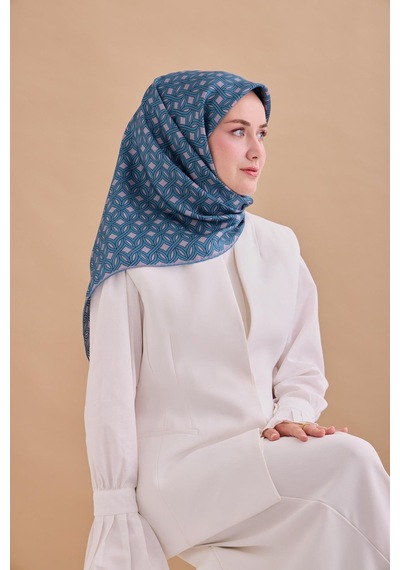 Silk Home Twill İpek Eşarp 11479-19 Pudra Vizon, Karolina Mavi