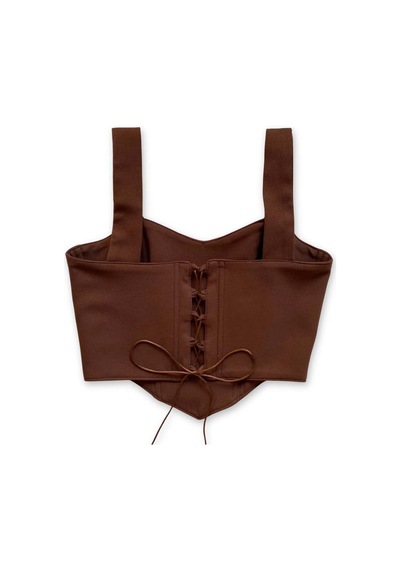 L'aura Corset Kahverengi Kalp Yaka Bayan Korse Büstiyer