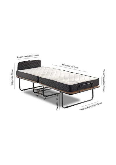Niron Xl Katlanır Yatak 90x200 Portatif Yatak Ve Karyola