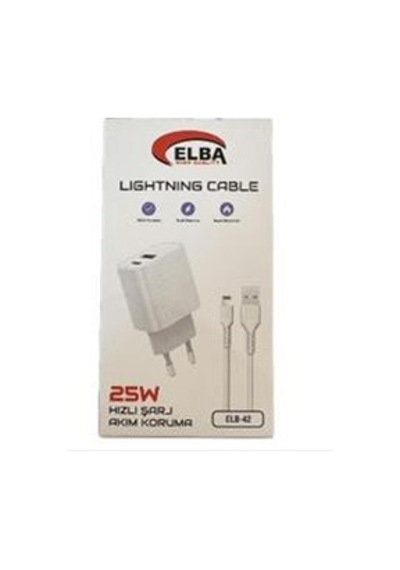 Elba Elb42 Beyaz 25w Şarj Kafa+ İphone Kablo Usb-c Pd3.0-qc4.0 Akım Koruma-hızlı Şarj-