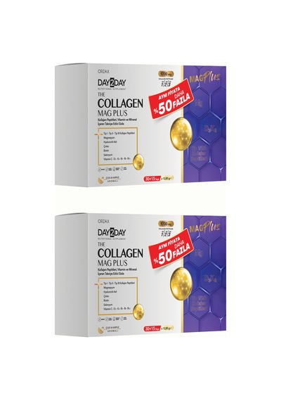 Collagen Mag Plus 9700 Mg Kolajen + Magnezyum + D3 K2 + Biotin 45 Saşe - 2 Adet