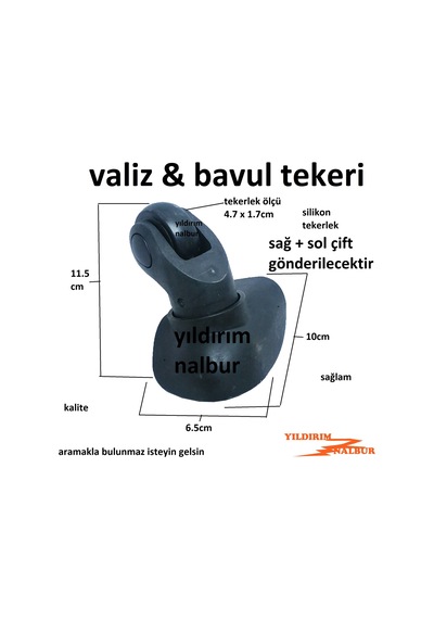 Bavul Tekeri Sağ Sol Çift Oval Teker Bavul Tekeri Dik Teker Silik