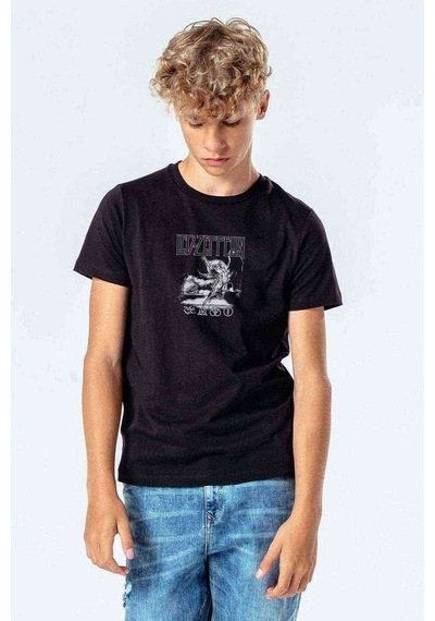 Tshirthane Led Zeppelin Failing Angel Baskılı Unisex Çocuk Siyah T-Shirt