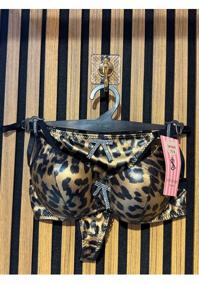 Love Secret Kadın Leopar Desenli Destekli Sütyen Ve Tanga İç Çamaşırı Takımı Siyah Detaylı Kahve - Leopar Love Secret Kadın Leopar Desenli Destekli Sütyen Ve Tanga İç Çamaşırı Takımı Siyah Detaylı Kahve - Leopar