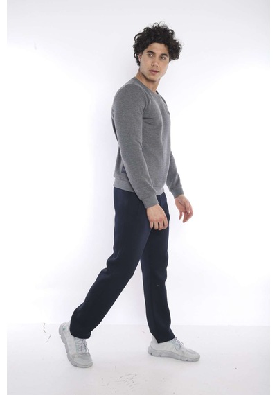 Escetic Erkek Spor G3 Melanj (Koyu Gri) Kışlık Sweatshirt Takım, 3 İplik