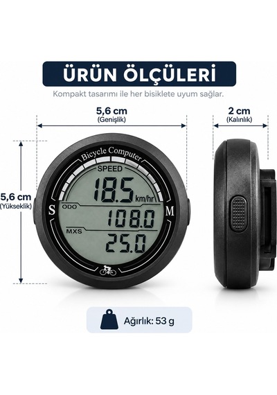 Luve Store Bisiklet Bilgisayarı Km Saati Kablolu Hız Mesafe Ölçer Aydınlatmalı Lcd Ekran Suya Dayanıklı Siyah