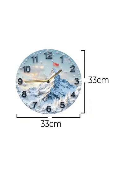 Zirvelerde Zaman 3d Dağ Manzaralı Mdf Duvar Saati 33 Cm Sdw301 Renkli