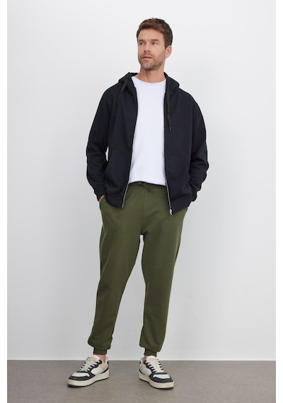 Tudors Erkek Regular Fit Klasik Kesim Beli Bağcıklı Jogger Cepli Lastikli Paça Haki Eşofman Altı-40066 Haki