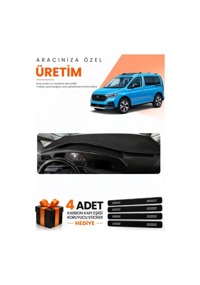 Ford Tourneo Connect 2023-2026 Uyumlu Torpido Koruma Örtüsü Oto Kılıfı - Siyah