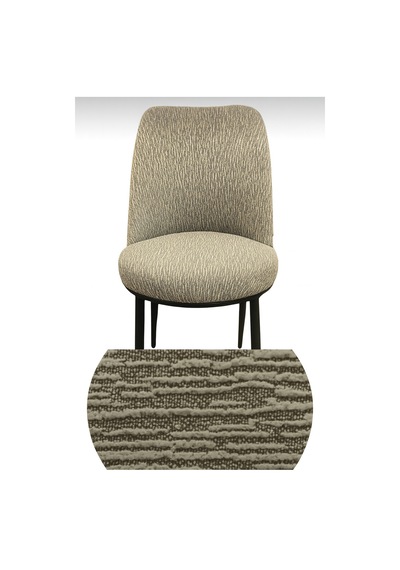Jakarlı, Çubuk Desen Oval Sandalye Kılıfı, Lastikli, Esnek, Yıkanabilir Sandalye Örtüsü Vizon - 797597009 Vizon