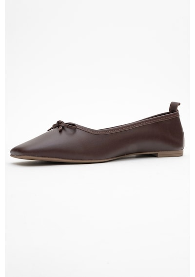 Luvishoes Luvi Shoes Sosa Kahverengi Cilt Hakiki Deri Küt Burunlu Fiyonklu Kadın Babet Ayakkabı Kahverengi