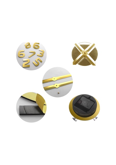 Modern Nesil Dıy 3D Dekoratif Büyük Boy Sticker Duvar Saati (399551680) Altın