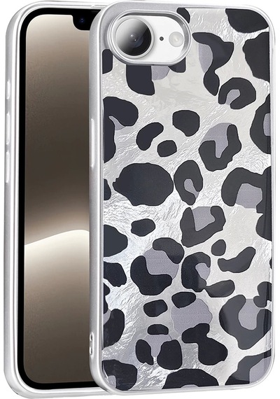 Apple Uyumlu iPhone 16e Kılıf Desenli Zore Mep Kapak Gri Leopar
