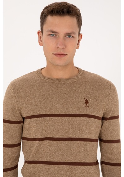 U.S. Polo Assn. Erkek Slim Fit Bisiklet Yaka Haki Kazak 50314976-VR027