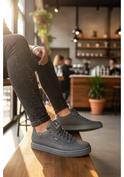 Sneakers Bağcıklı Erkek Ayakkabı Legan-021 Füme