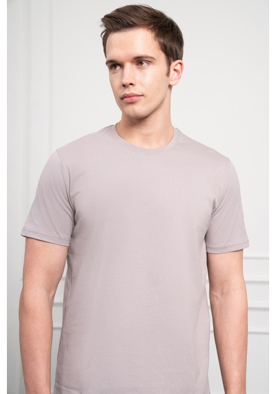 Erkek Açık Gri Basic Bisiklet Yaka Dynamic Fit Pamuk T-shirt 25yc018004103 Açık Gri Açik Gri