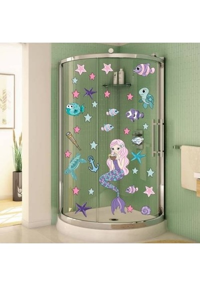 Ack Ultralight Deniz Kızı Deniz Yıldızları ve Balıklar Duşakabin Banyo Sticker