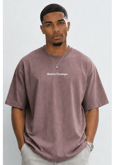Respire Erkek Maison Baskılı Oversize T-shirt Kahve Kahverengi