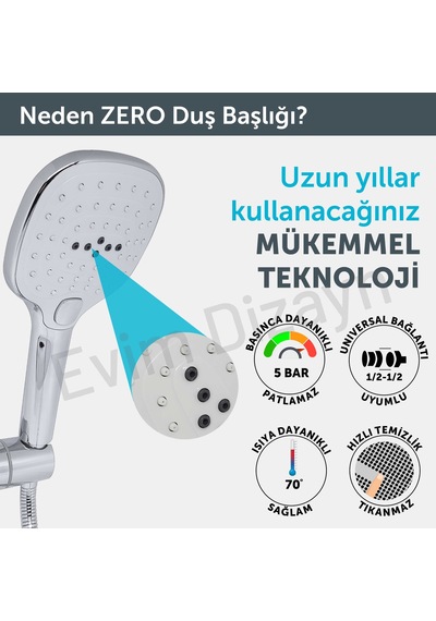Aqua Bagno Zero El Duşu - Duş Başlığı 3 Fonksiyonlu Krom