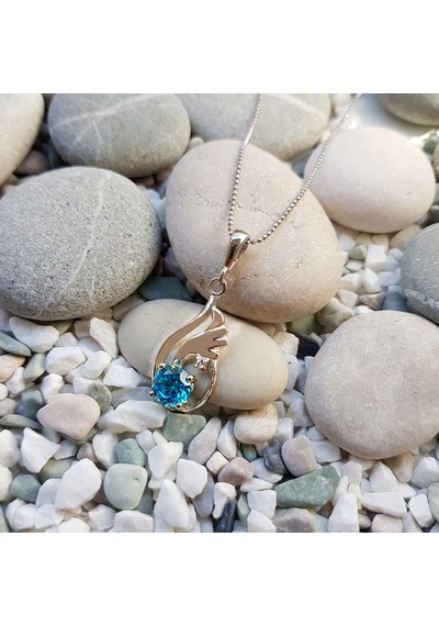 Chavin Topaz Melek Kanadı 0.015 Carat Pırlanta Gümüş Kolye Cc84X