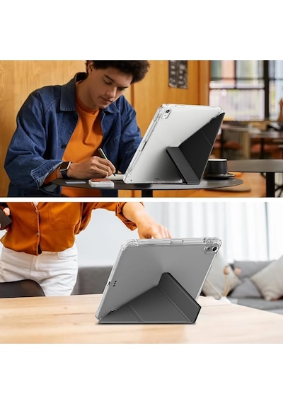 İpad 11.nesil A16 11inç/10.nesil 10.9inç İle Uyumlu Kalem Koyma Bölmeli Ultra Koruma Antişok Yatay Dikey Şekillerde Stand Seçeneği Uyku Modlu New Attractive Hx99 Smart Cover Kılıf Pembe