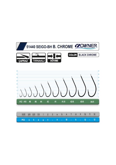 Owner 51440 Seigo-bh Black Chrome İğne 1