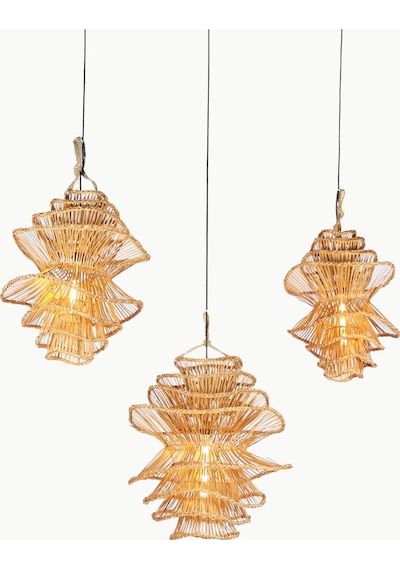Rattan Luna Aydınlatma 3'lü Set Naturel
