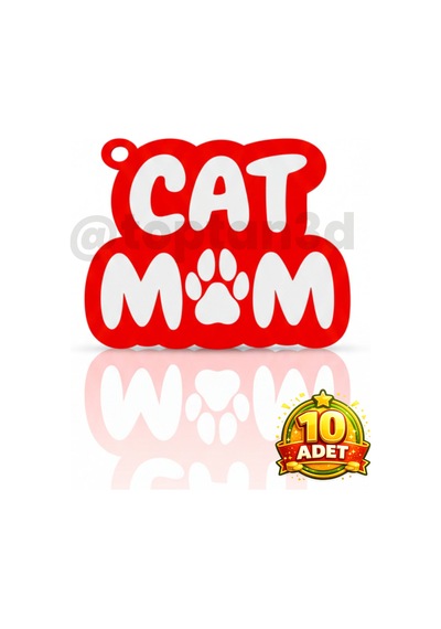 10 Adet Cat Mom Anahtarlık Hediyelik, 3d Kedi Sahiplerine Özel Anahtarlık