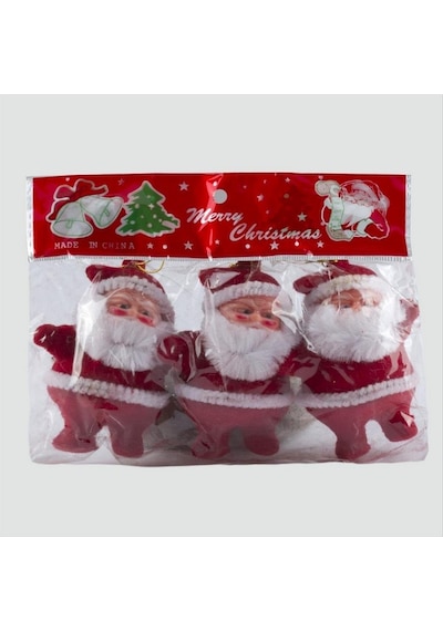 Cosmotex 11154884 - Kırmızı 3 Lü Noel Baba Yılbaşı Ağaç Süsü - Kırmızı