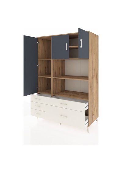 Kronos Dolap 7 Raflı 5 Çekmeceli 3 Kapaklı 132x59x195 Çam-ant... Çam Kronos Dolap 7 Raflı 5 Çekmeceli 3 Kapaklı 132x59x195 Çam-ant... Çam