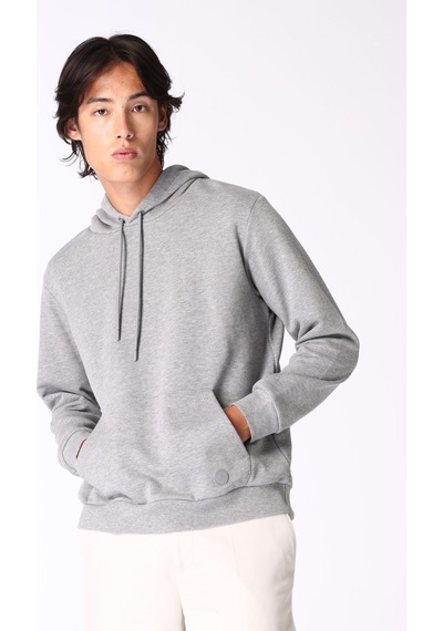 Limon Gri Melanj Erkek Kapüşon Relaxed Düz Sweatshirt L4wm-swt9501