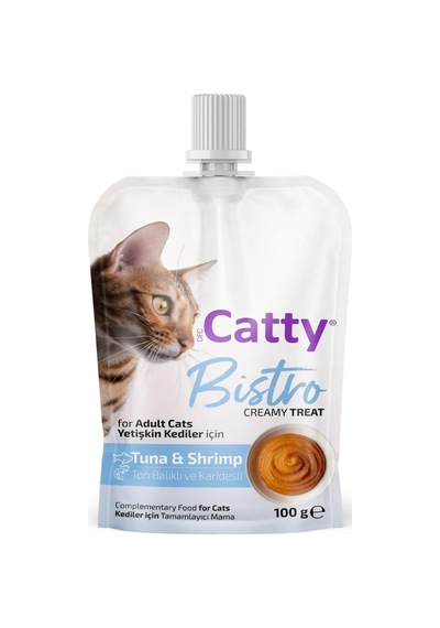 Catty Bistro Ton Balıklı Ve Karidesli Yetişkin Kedi Krema Ödülü 100 Gr