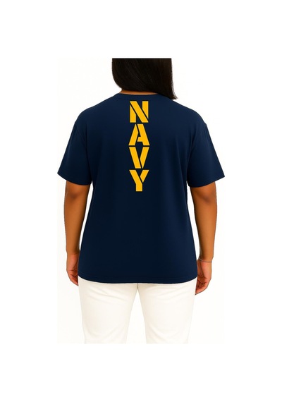 Bahriyeli Collection Oversize Vert Navy Göğüs Ve Sırt Baskılı Unisex T-shirt Lacivert