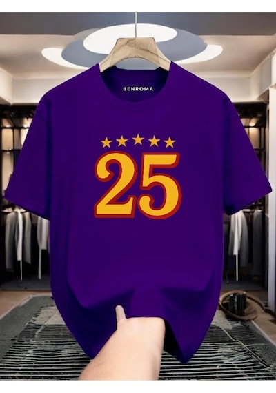 Şampiyon 25 Baskılı Unisex Tişört Mor