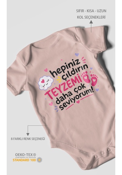 Morivokids Teyzeye Özel Kısa Kollu Bebek Body %100 Pamuk Zbn198-kk Pastel Pembe