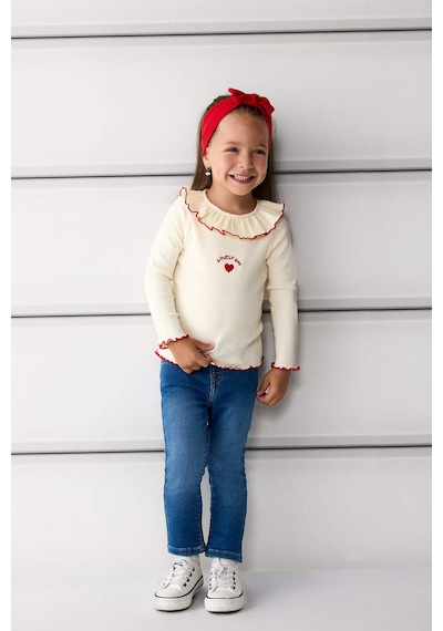 Defacto Kız Bebek Beli Lastikli Jean Pantolon E9557a525aube394 Mavi