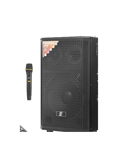 Çift Karaoke Mikrofonlu Bluetooth Hoparlör Fm Radyo 120w 12 İnç Kumandalı Ahşap Ndr412 Evimdeyokyok