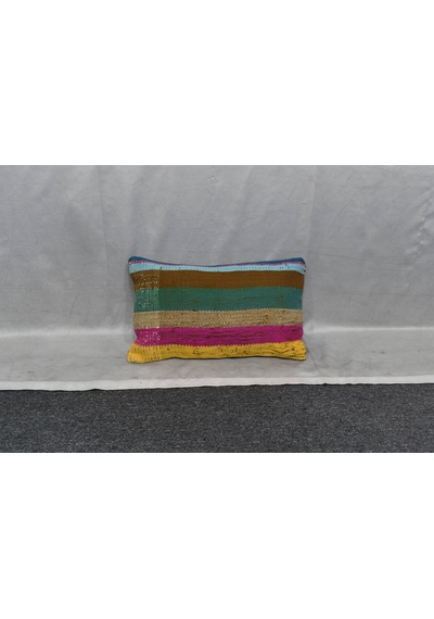Zehra Abla Halı Yeni El Dokuma Dekoratif Lumbar Kilim Kırlent Yastık Kılıfı 6137
