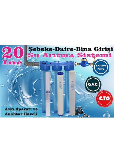 20 İnç Bina - Daire- Şebeke Girişi Su Arıtma Filtre Seti En İyi