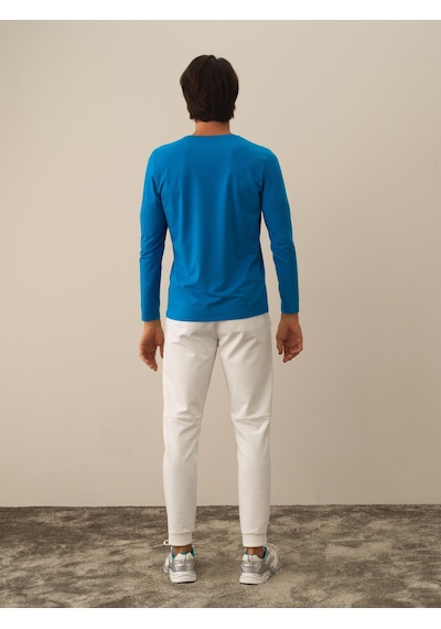 Xint Mavi Modal Dokulu Slim Fit Uzun Kollu Tişört 502039