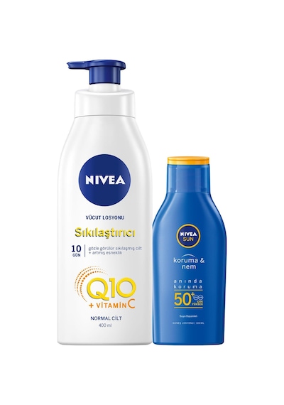 Nivea Q10 Sıkılaştırıcı Vücut Losyonu 400 ML + Güneş Losyonu Spf50 100 ML