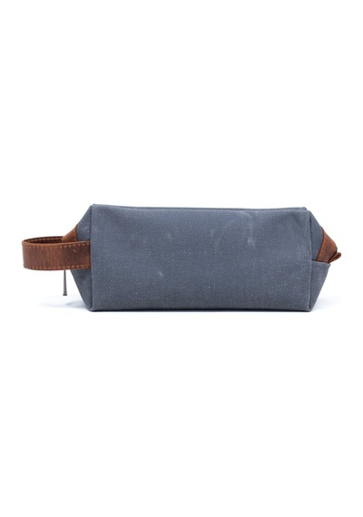 Gillario Design 06 Unisex Kanvas Kumaş+deri Füme-taba Eskitme Dopp Kit