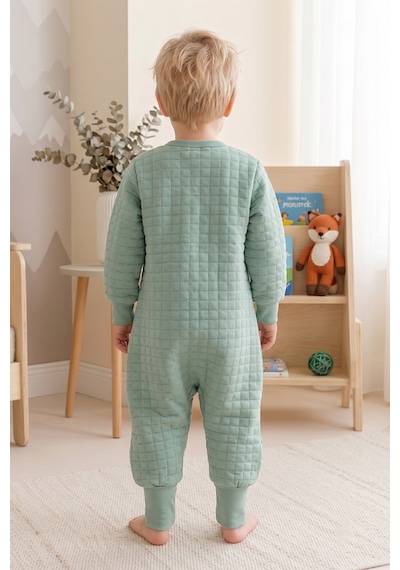 Babymod Mevsimlik Kapitone 1.5 Tog Çocuk Uyku Tulumu Uyku Gurusu %100 Pamuk Kumaş Yeşil