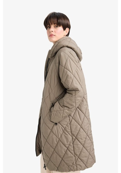 Defacto Regular Fit Kapüşonlu Kapitoneli Fermuarlı Parka F2882ax25wnkh402 Haki-kh402