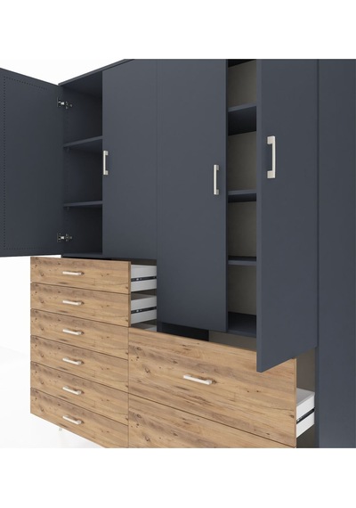 Hyperion Gardrop 7 Raflı 8 Çekmeceli 4 Kapaklı 176x44x221 Antrasit-antrasit/çam Antrasit/çam Hyperion Gardrop 7 Raflı 8 Çekmeceli 4 Kapaklı 176x44x221 Antrasit-antrasit/çam Antrasit/çam