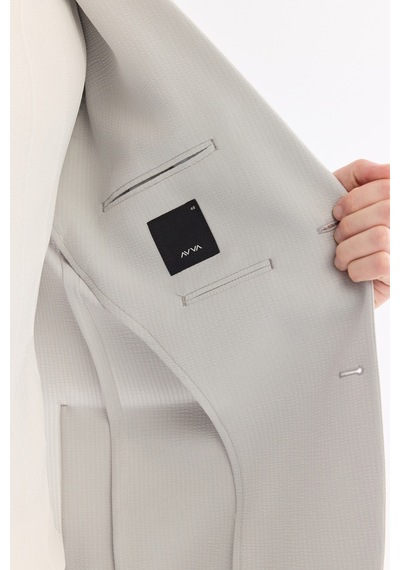 Avva Erkek Gri Mono Yaka Torba Cepli Çift Yırtmaç Astarsız Bi-stretch Comfort Fit Ceket A61y4012
