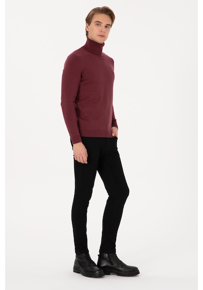 U.S. Polo Assn. Erkek Slim Fit Boğazlı Yaka Bordo Kazak 50313640-VR177