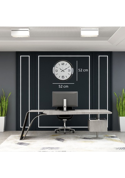 Krom 52 Cm Metal Modern Tasarım Duvar Saati çok Renkli