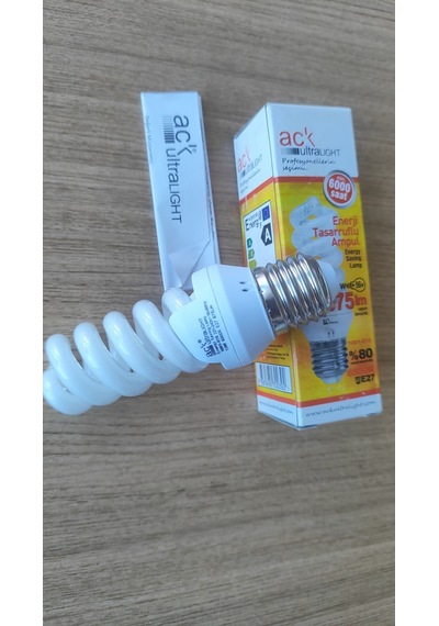 Ack Ultralıght 13w E27 Spiral Tasarruflu Ampul 6500k Beyaz Işık 1001-018