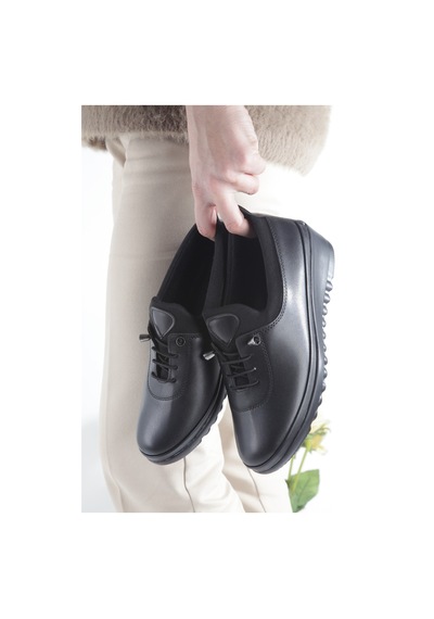 Meyoushoes Lastikli Yüksek Tabananne Ayakkabı Siyah 38